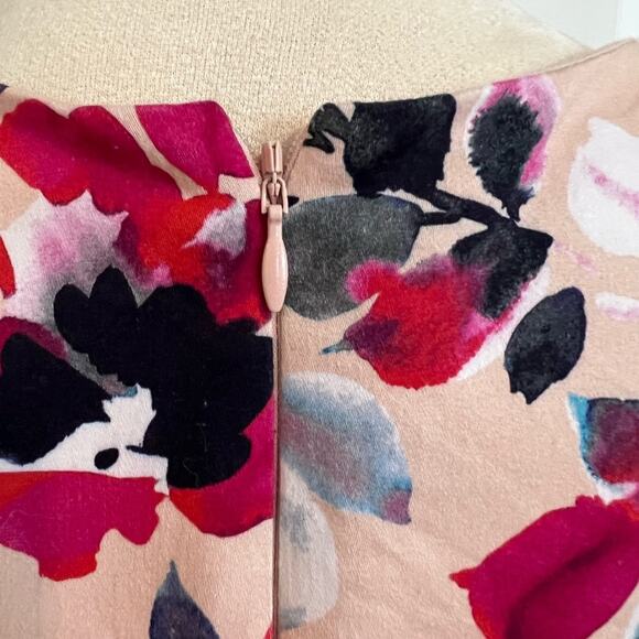 French Collection Summer Floral Pink/Cream Flare Skirt Lightweight Dress 10 - Picture 7 of 8